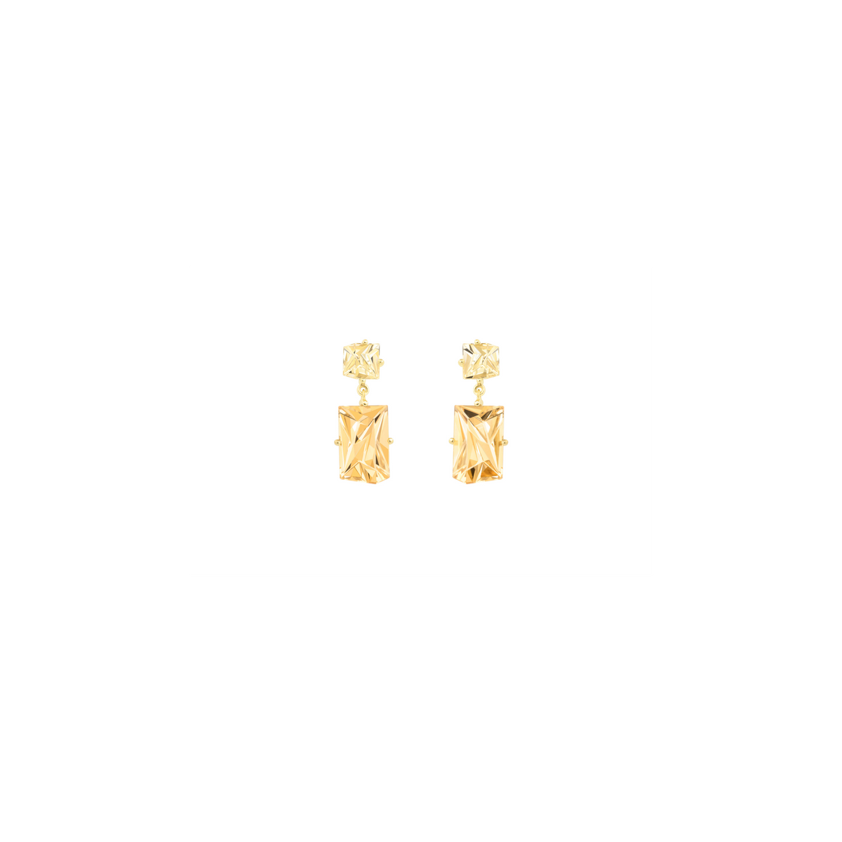 KLAR drop earrings in 18k yellow gold, citrines