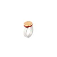 BAU ring in sterling silver, 18k yellow gold, red jasper