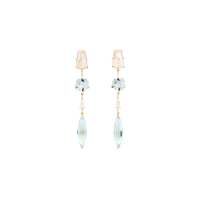 KLAR OOAK earrings in 18k yellow gold, morganite, aquamarine and diamonds