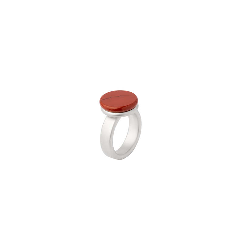 BAU ring in sterling silver, red jasper
