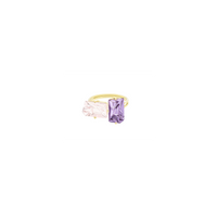 KLAR ring in 18k yellow gold, morganite, amethyst