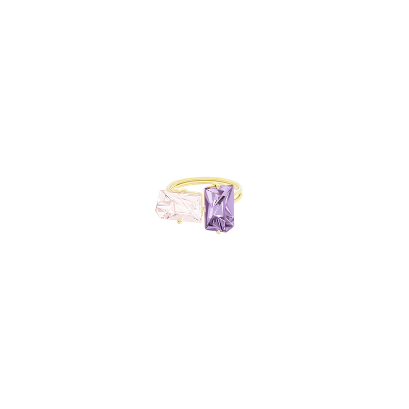 KLAR ring in 18k yellow gold, morganite, amethyst