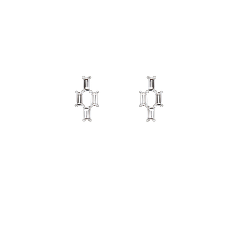 LIGHT/BEAM stud earrings in platinum 950, diamonds