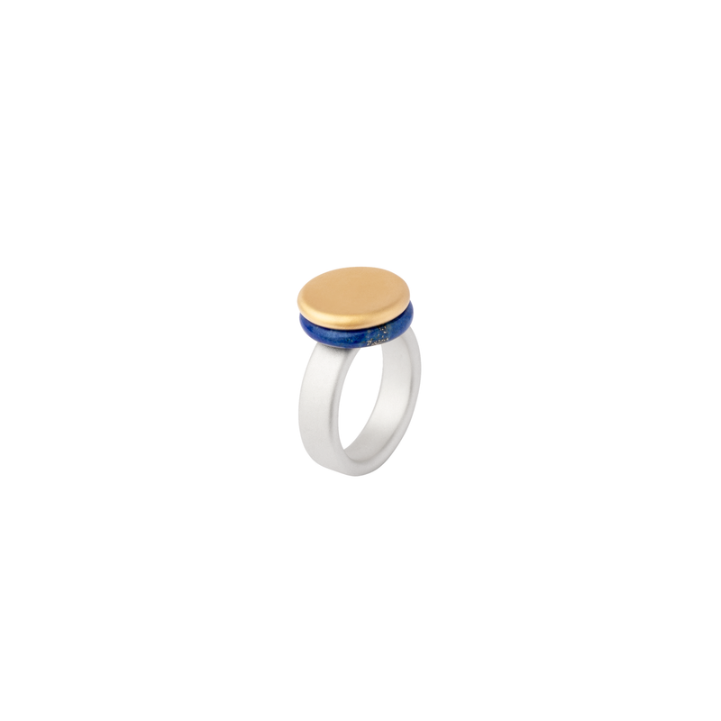 BAU ring in sterling silver, 18k yellow gold, lapis lazuli
