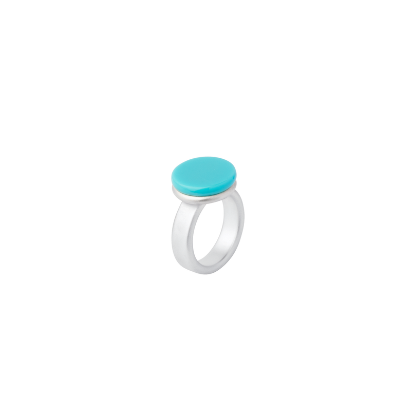 BAU ring in sterling silver, synthetic turquoise