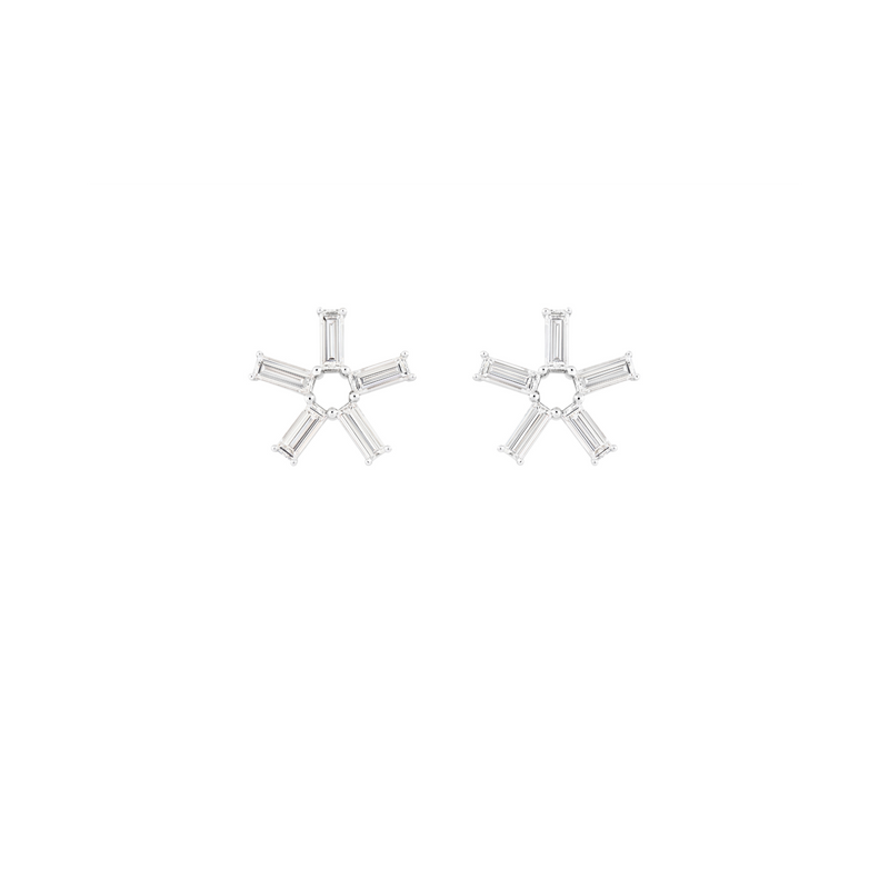 LIGHT/BEAM stud earrings in platinum 950, diamonds