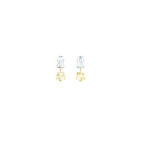 KLAR drop earrings in 18k yellow gold, aquamarines and golden beryls