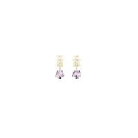KLAR drop earrings in 18k yellow gold, golden beryls and amethysts