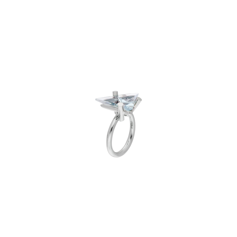 BLOCK ring in 950 platinum, aquamarine