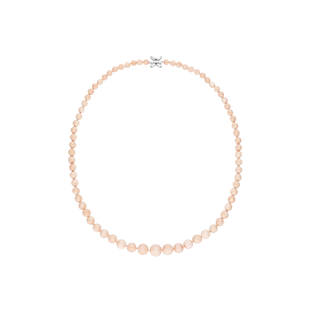 CLEAR PINK necklace in 950 platinum, Pink pacific coral and diamonds