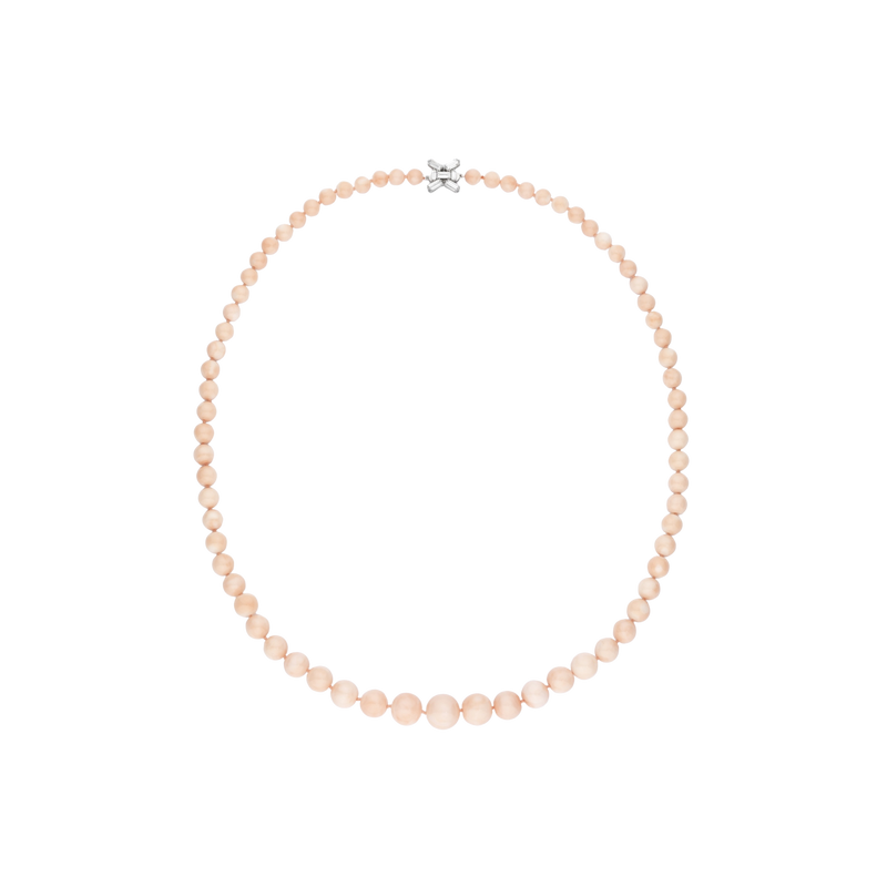CLEAR PINK necklace in 950 platinum, Pink pacific coral and diamonds