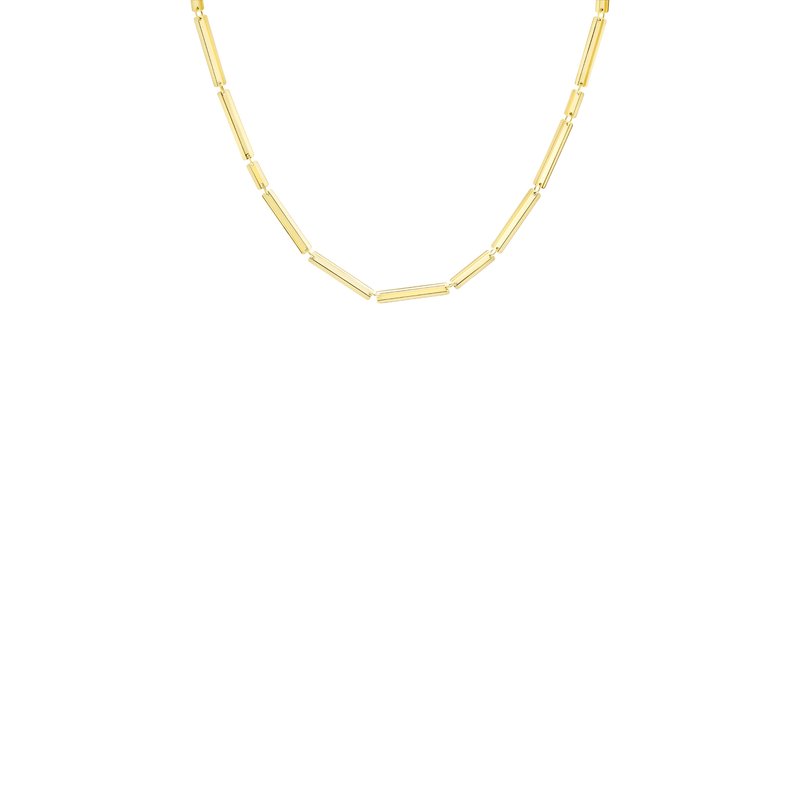 VIA necklace in 18k yellow gold, 45 cm (17.7 in), rectangle shape