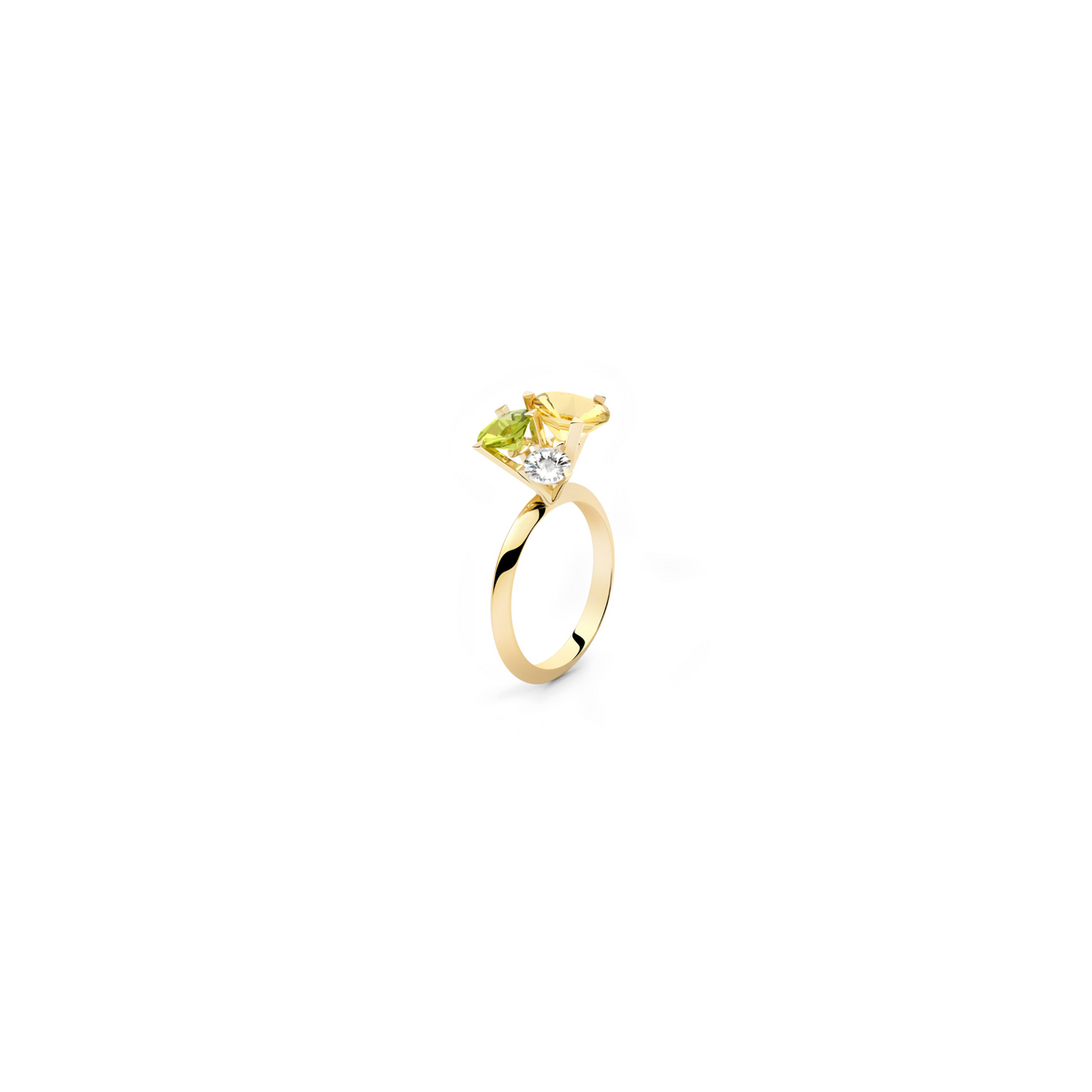 THIRD SPIRIT ring in 18k yellow gold, golden beryl, peridot and diamond
