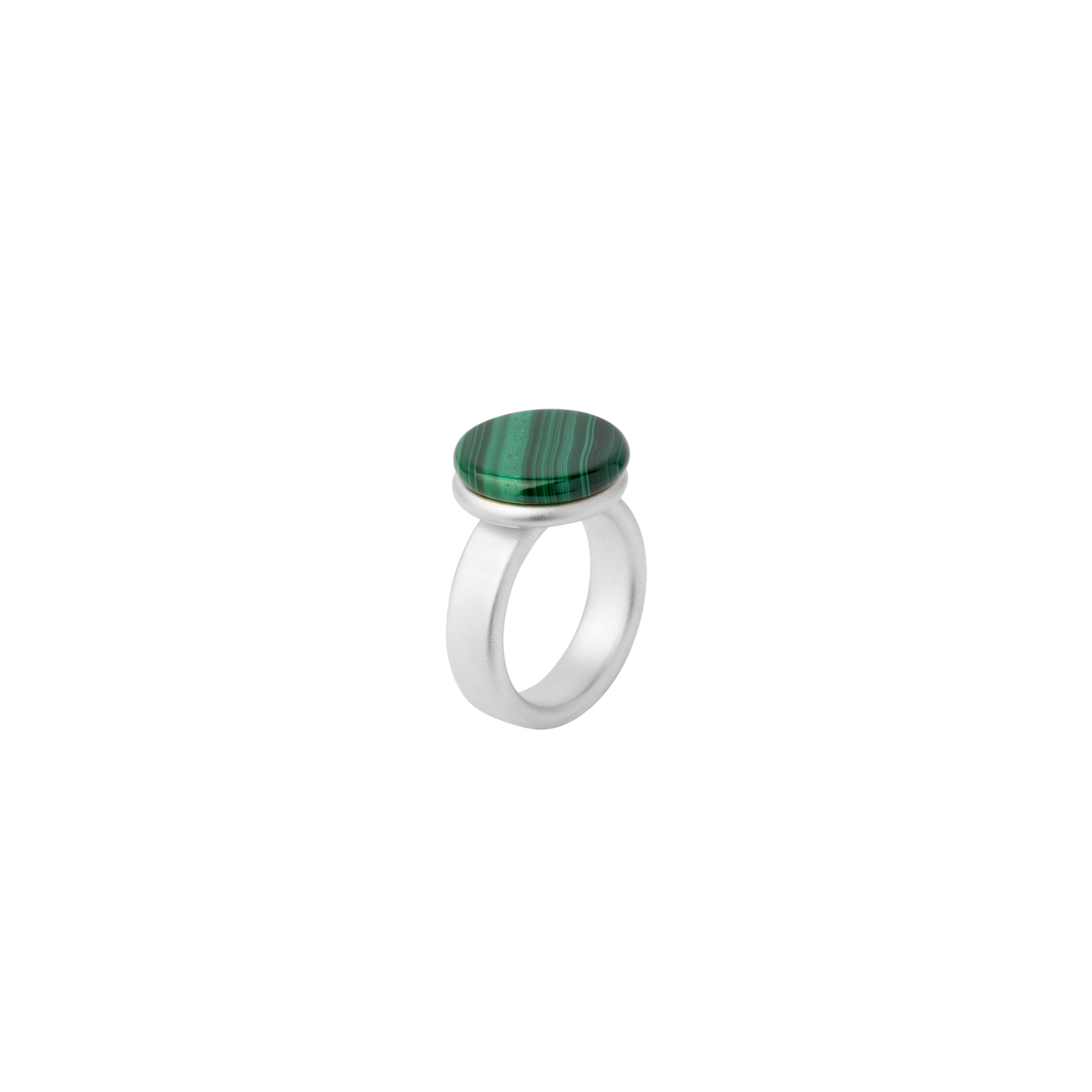 BAU ring in sterling silver, malachite