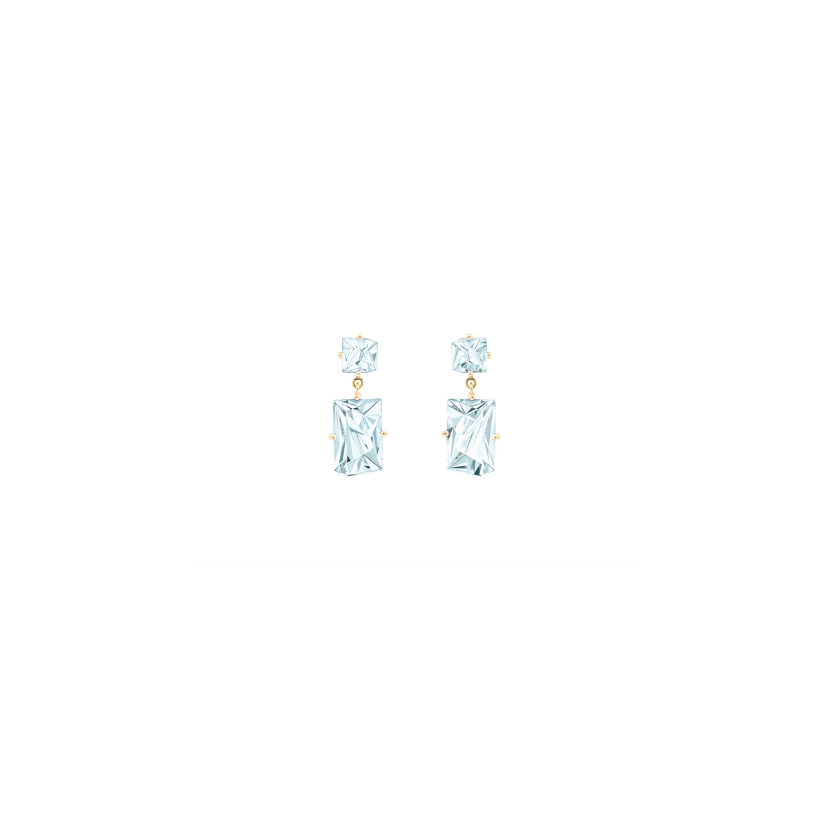 KLAR drop earrings in 18k yellow gold, aquamarines