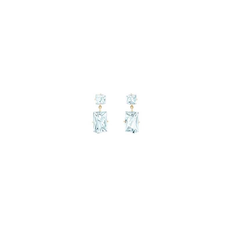 KLAR drop earrings in 18k yellow gold, aquamarines