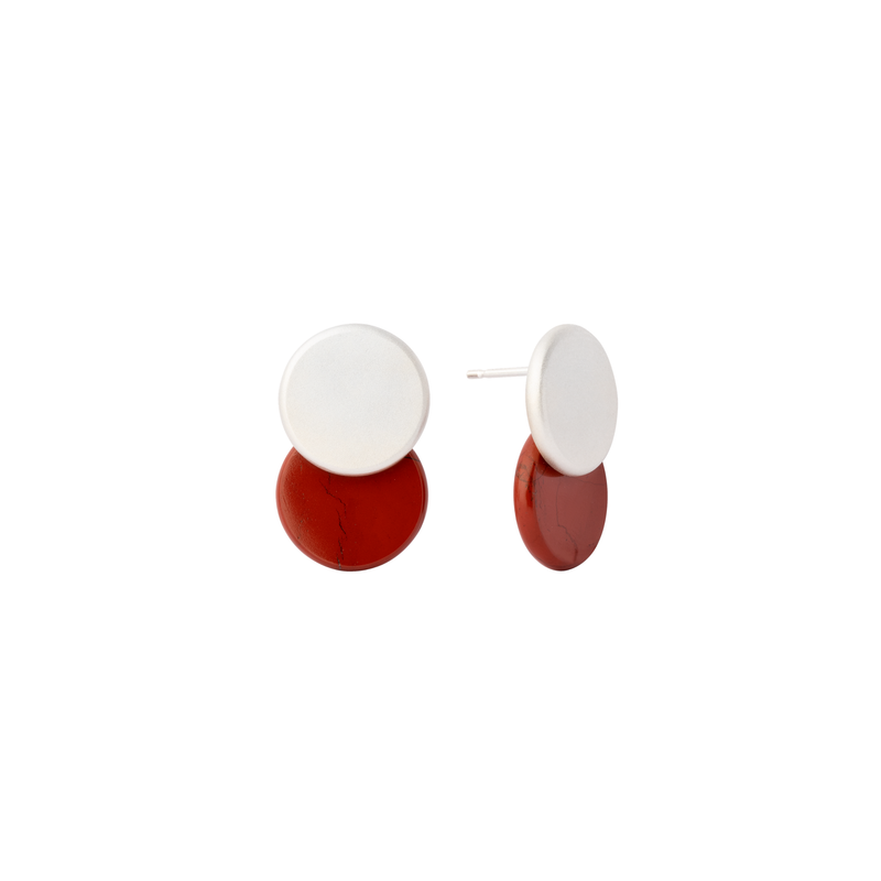 BAU earring in sterling silver, red jasper