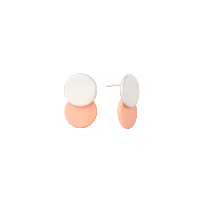 BAU earring in sterling silver, pink synthetic coral