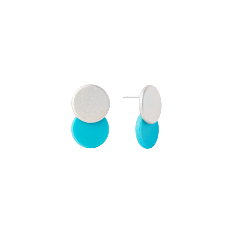 BAU earring in sterling silver, synthetic turquoise