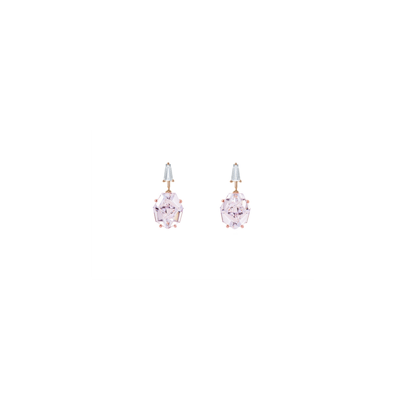KLAR drop earrings in 18k yellow gold, diamonds and morganites