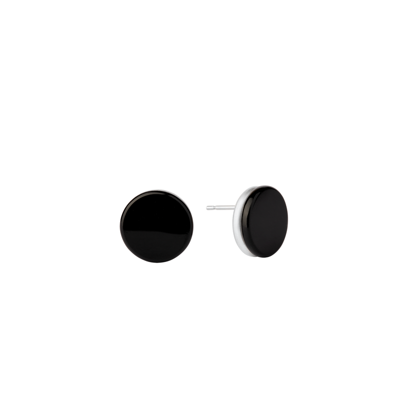 BAU earring in sterling silver, onyx