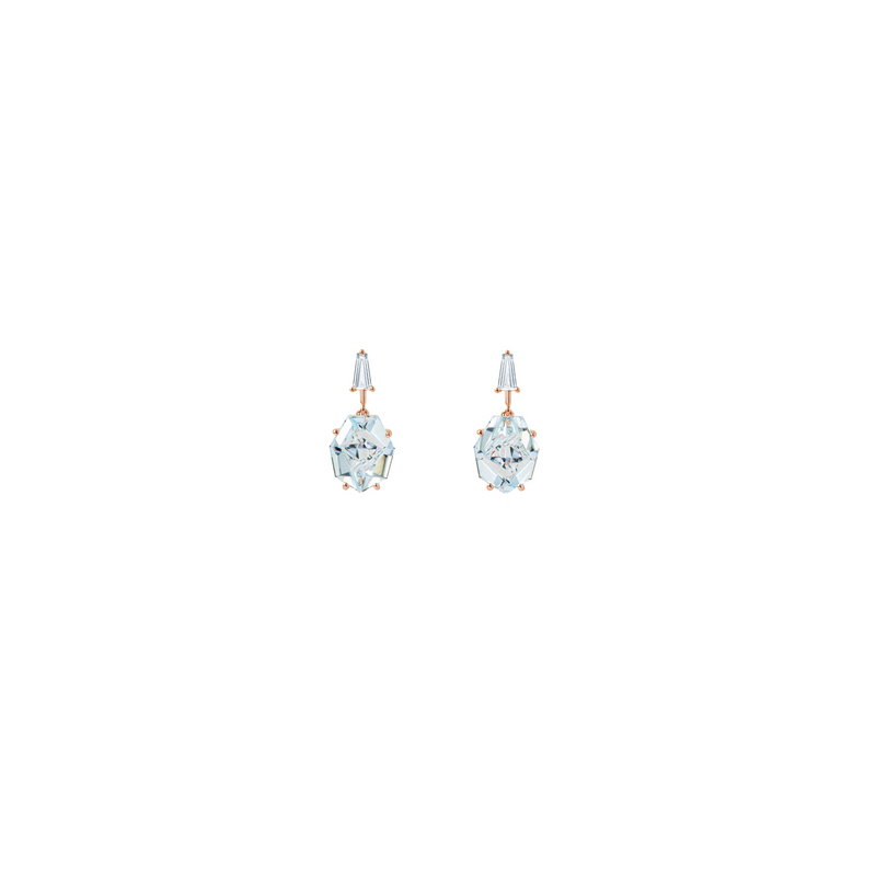 KLAR drop earrings in 18k yellow gold, diamonds and aquamarines