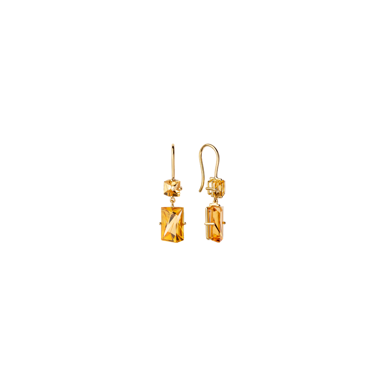 KLAR hook earrings in 18k yellow gold, citrines