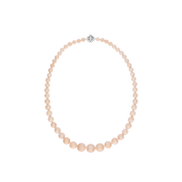 CLEAR PINK necklace in 950 platinum, Pink pacific coral and diamonds