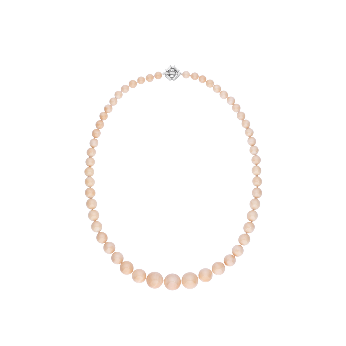 CLEAR PINK necklace in 950 platinum, Pink pacific coral and diamonds