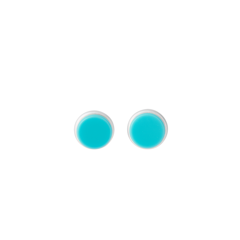 BAU earring in sterling silver, synthetic turquoise