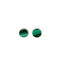 BAU earring in sterling silver, malachite