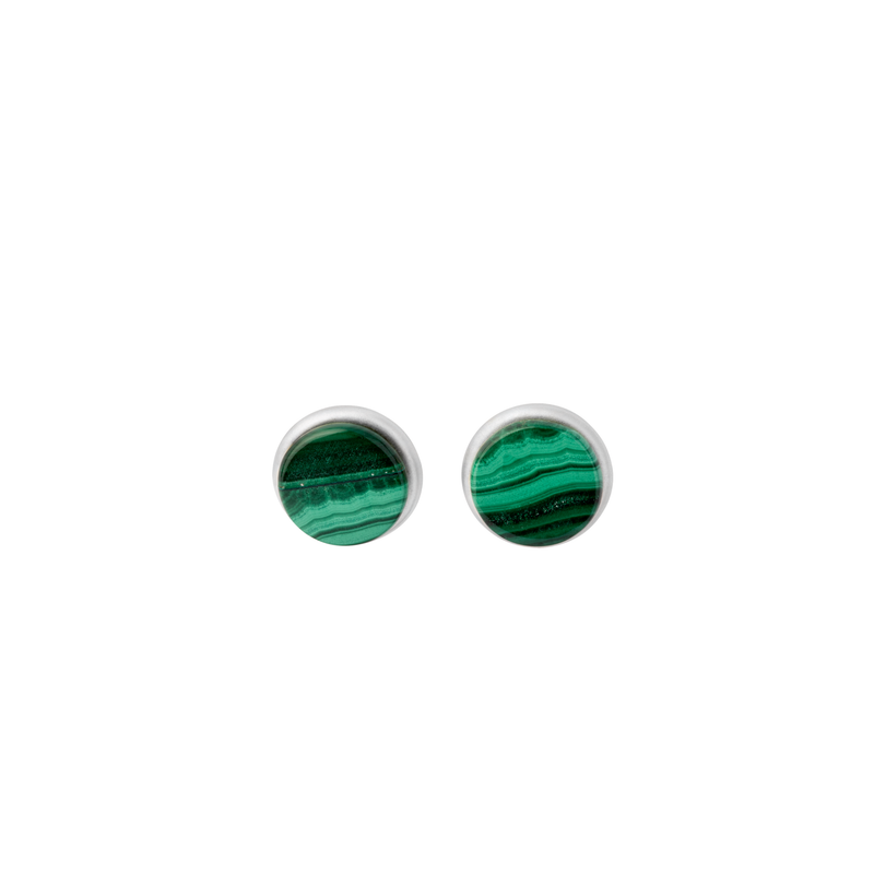 BAU earring in sterling silver, malachite