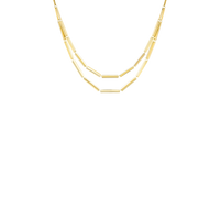 VIA necklace in 18k yellow gold, 45 cm (17.7 in), two strands rectangle shape