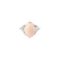 CLEAR PINK ring in 950 platinum, Pink pacific coral and diamonds