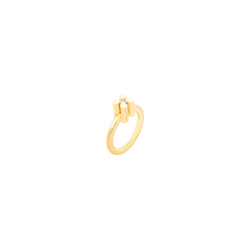AUGUST ring in 18k yellow gold, diamond