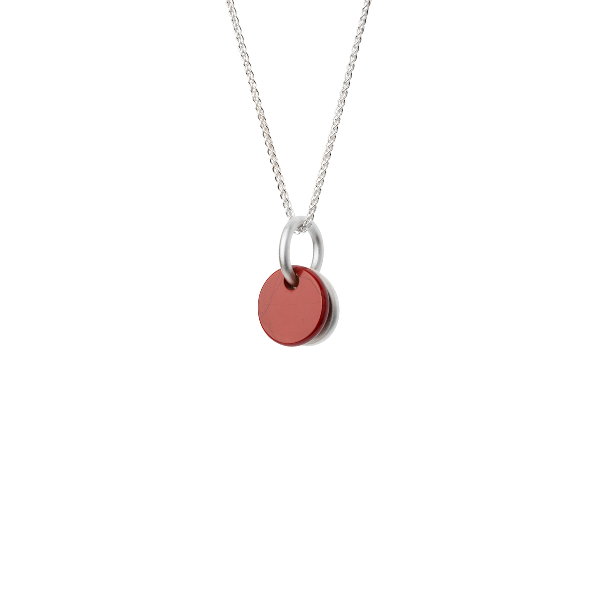 BAU pendant in sterling silver, red jasper