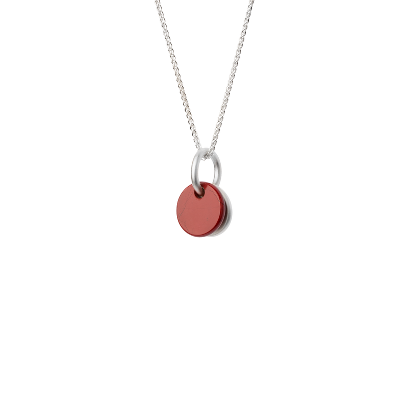 BAU pendant in sterling silver, red jasper