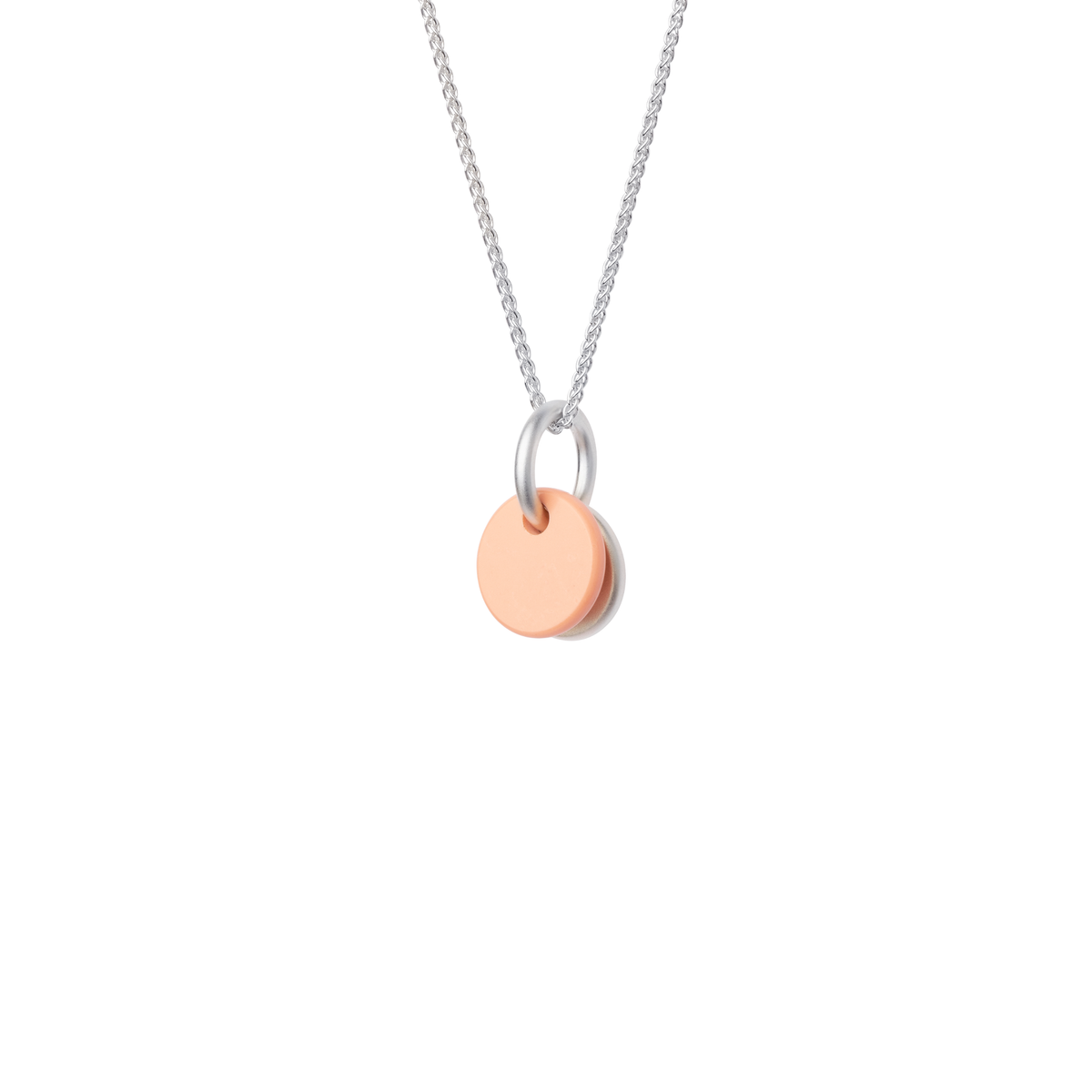 BAU pendant in sterling silver, pink synthetic coral
