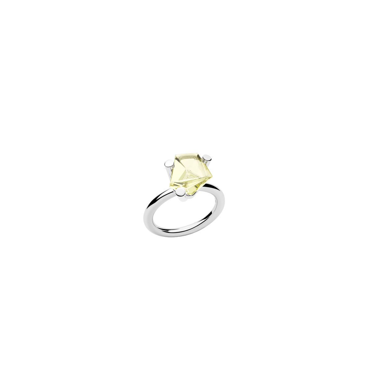 BLOCK ring in 950 platinum, golden beryl, peridot and diamond