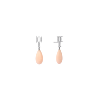 CLEAR PINK earrings in 950 platinum, Pink pacific coral and diamonds