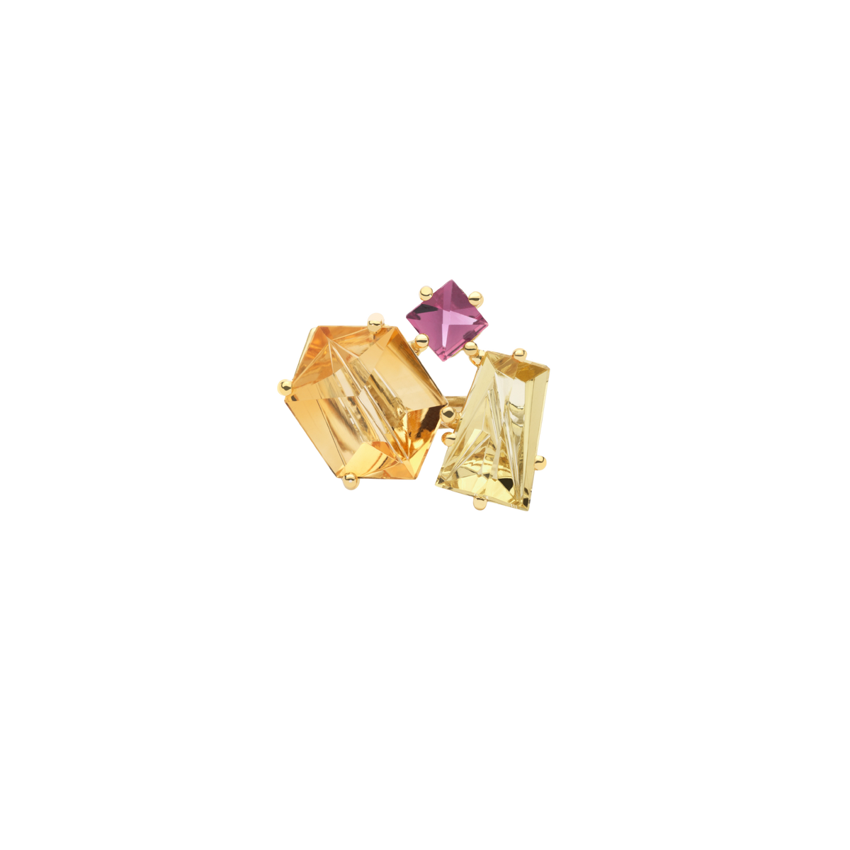 KLAR OOAK ring in 18k yellow gold, citrine, golden beryl and tourmaline