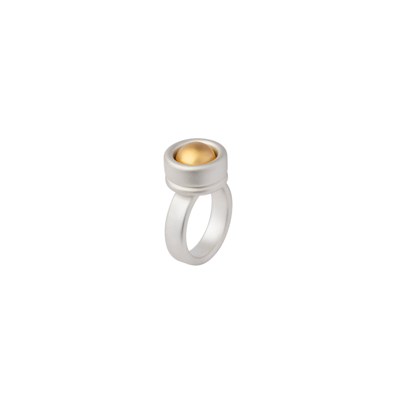 BAU ring in sterling silver, 18k yellow gold