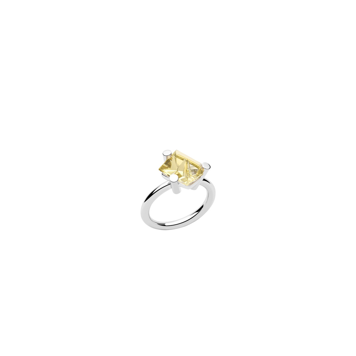 BLOCK ring in 950 platinum, golden beryl