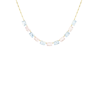 KLAR necklace in 18k yellow gold, aquamarines and morganites