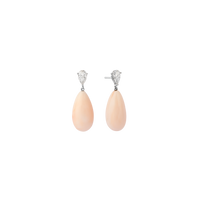 CLEAR PINK earrings in 950 platinum, Pink pacific coral and diamonds