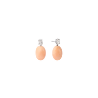 CLEAR PINK earrings in 950 platinum, Pink pacific coral and diamonds
