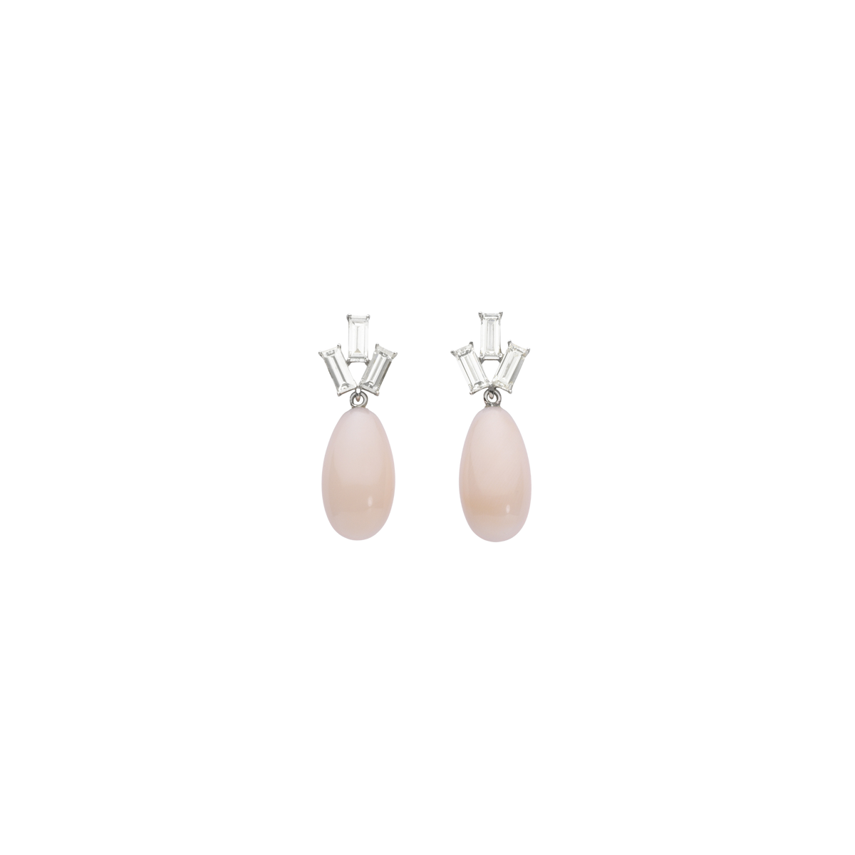CLEAR PINK earrings in 950 platinum, Pink pacific coral and diamonds
