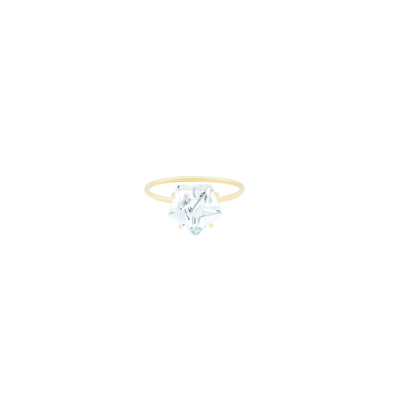 KLAR ring in 18k yellow gold, aquamarine