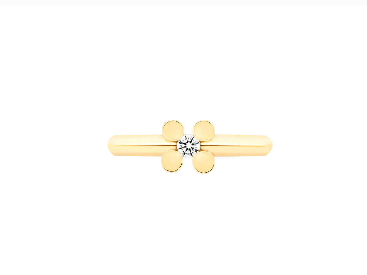 AUGUST ring in 18k yellow gold, diamond