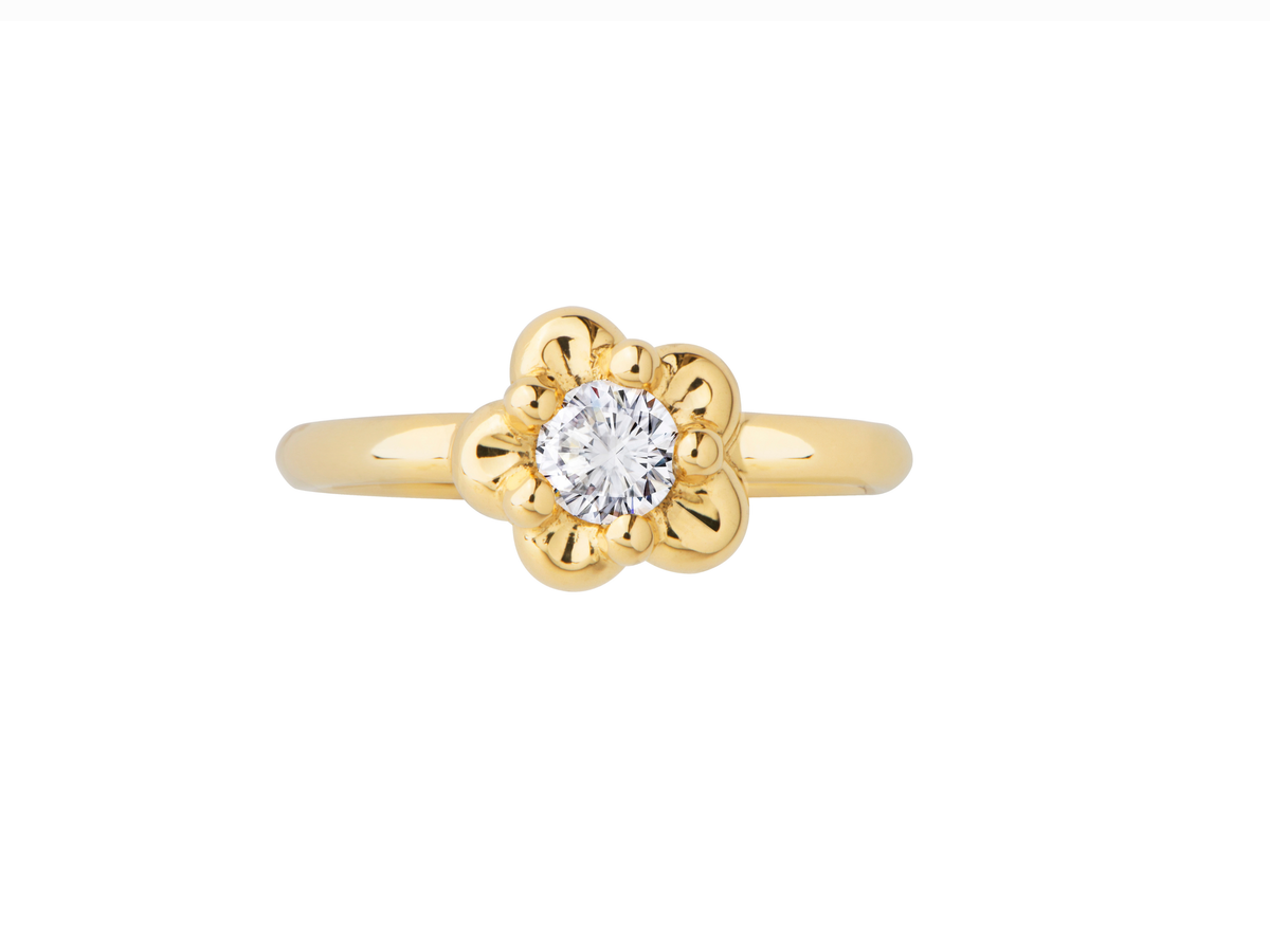 PURE ring in 18k yellow gold, diamond